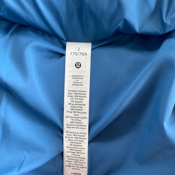 ❤️ Lululemon Wunder Puff Crop Jacket in Soft Denim Size 2 NWT - Picture 10 of 10